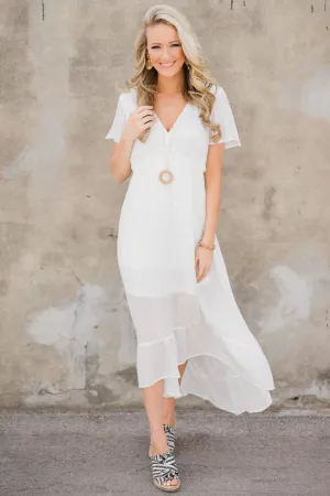 Hold Me Tight Ivory Hi-Lo Dress