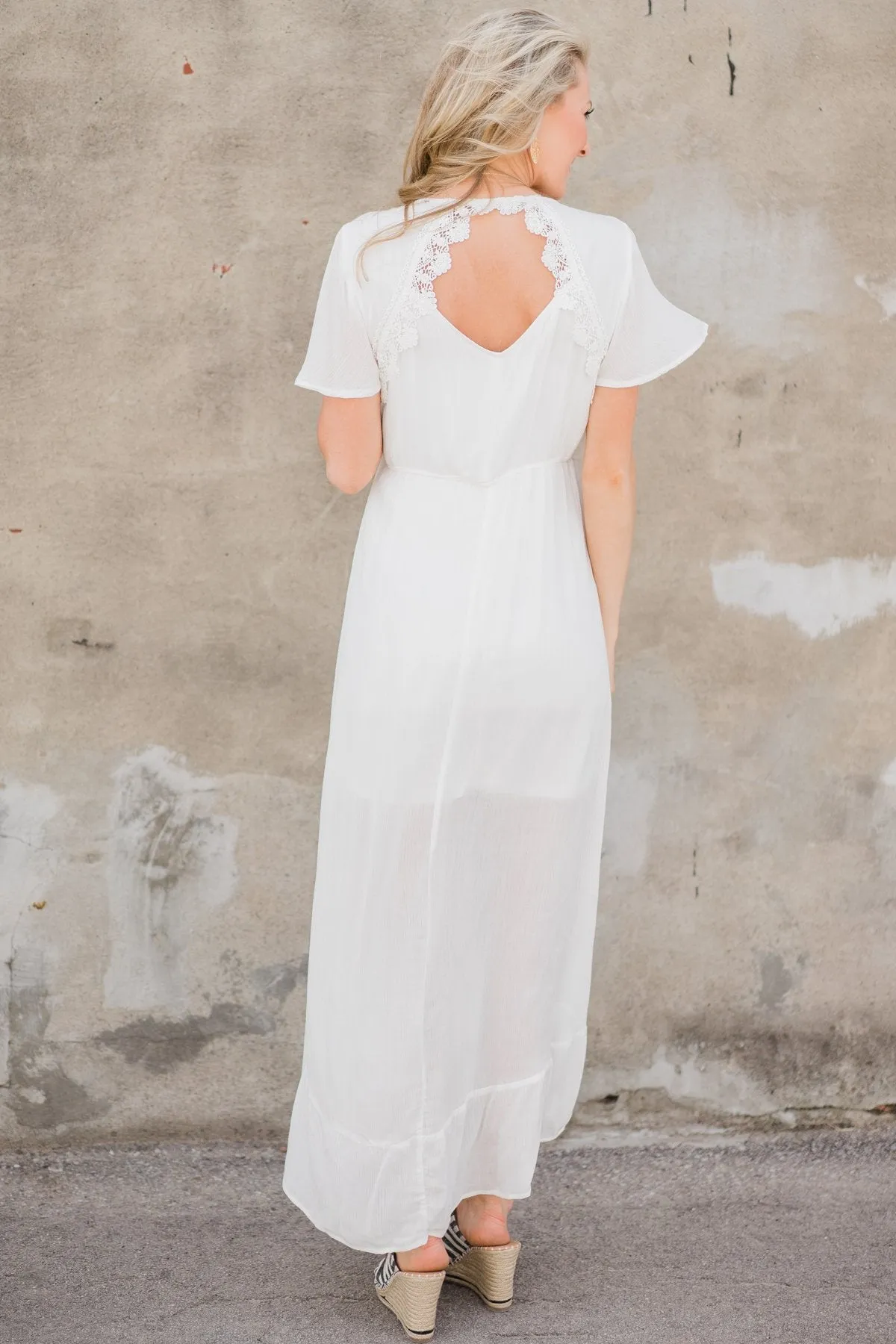 Hold Me Tight Ivory Hi-Lo Dress