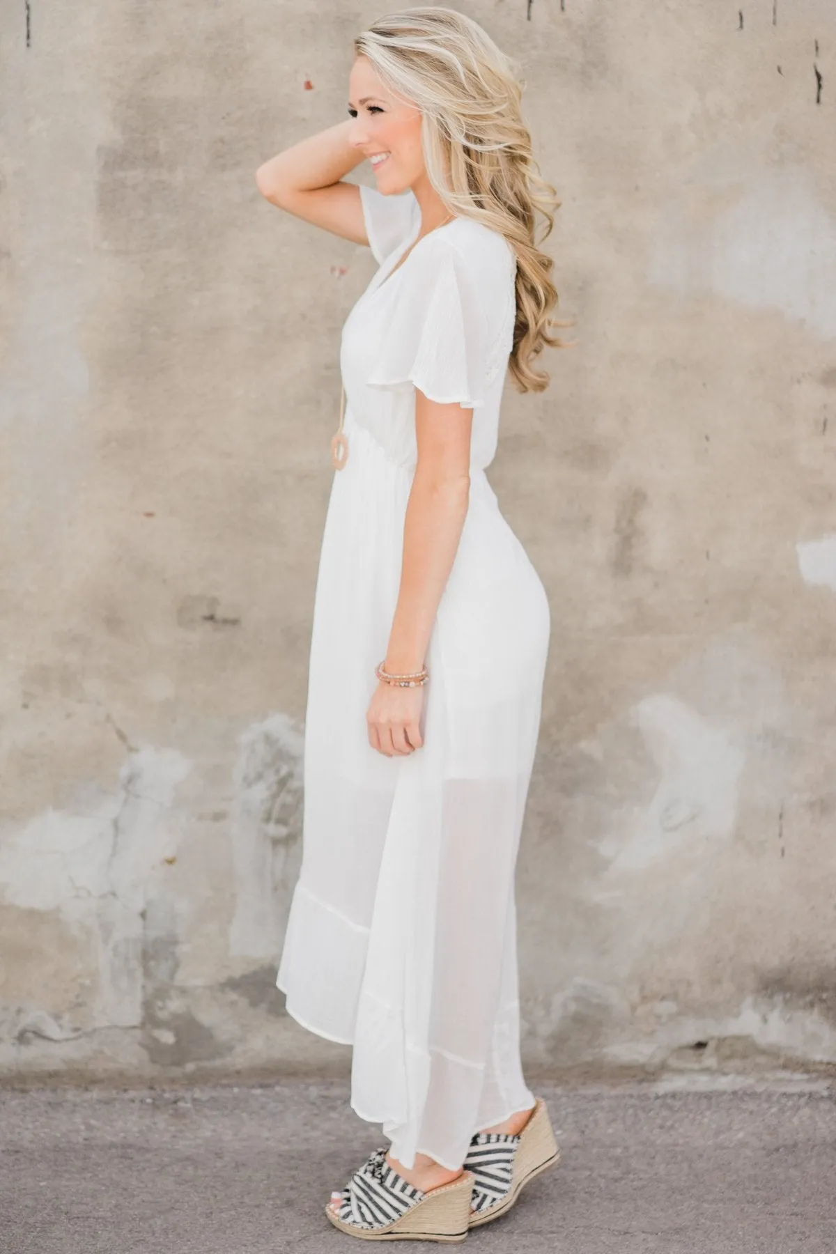 Hold Me Tight Ivory Hi-Lo Dress