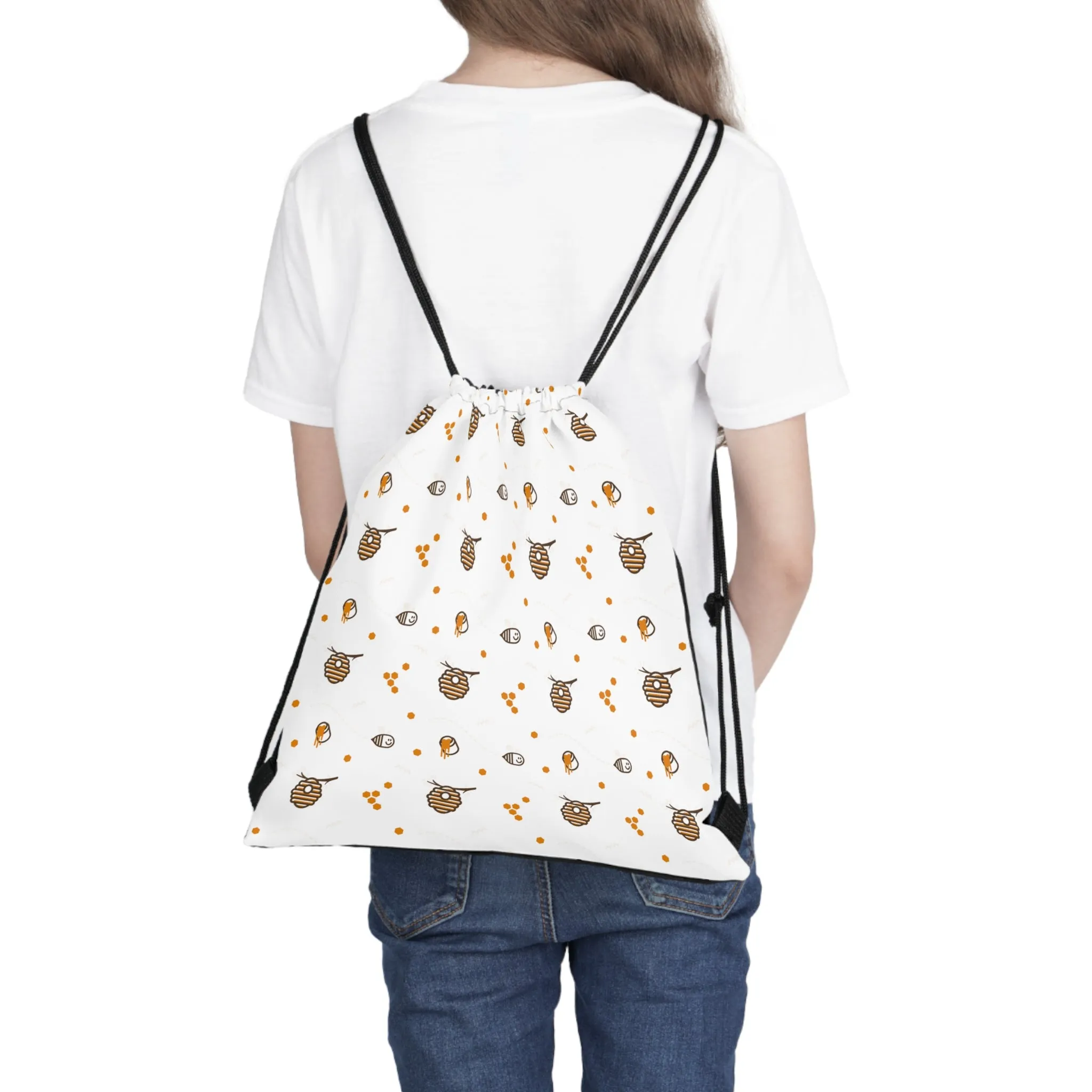 HoneyPlusCo Merch | Honey Bee Drawstring Backpack Style 12