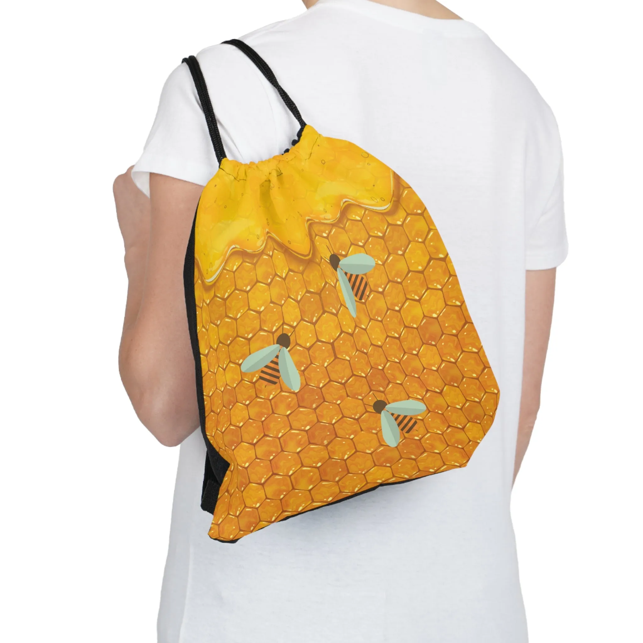 HoneyPlusCo Merch | Honey Bee Drawstring Backpack Style 1