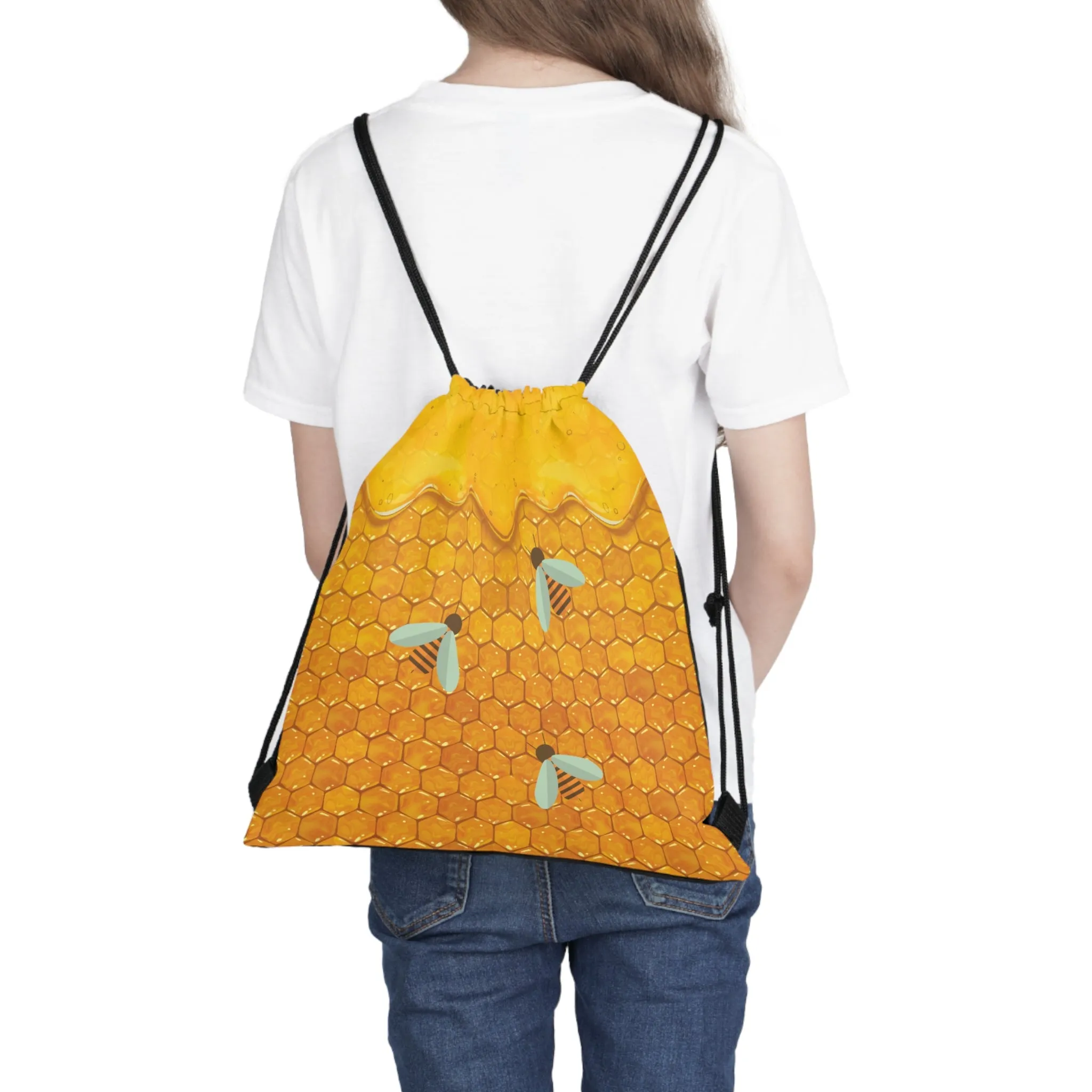 HoneyPlusCo Merch | Honey Bee Drawstring Backpack Style 1