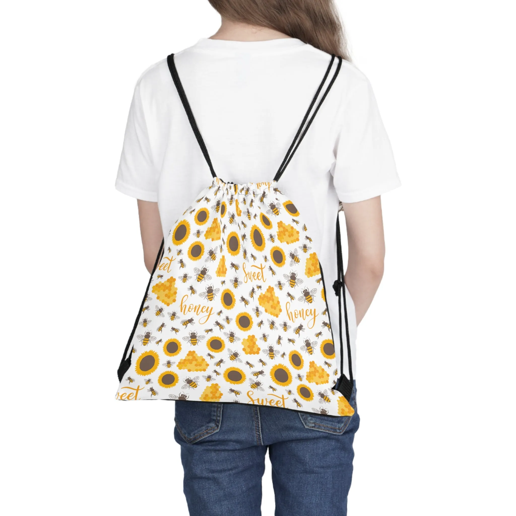 HoneyPlusCo Merch | Honey Bee Drawstring Backpack Style 4