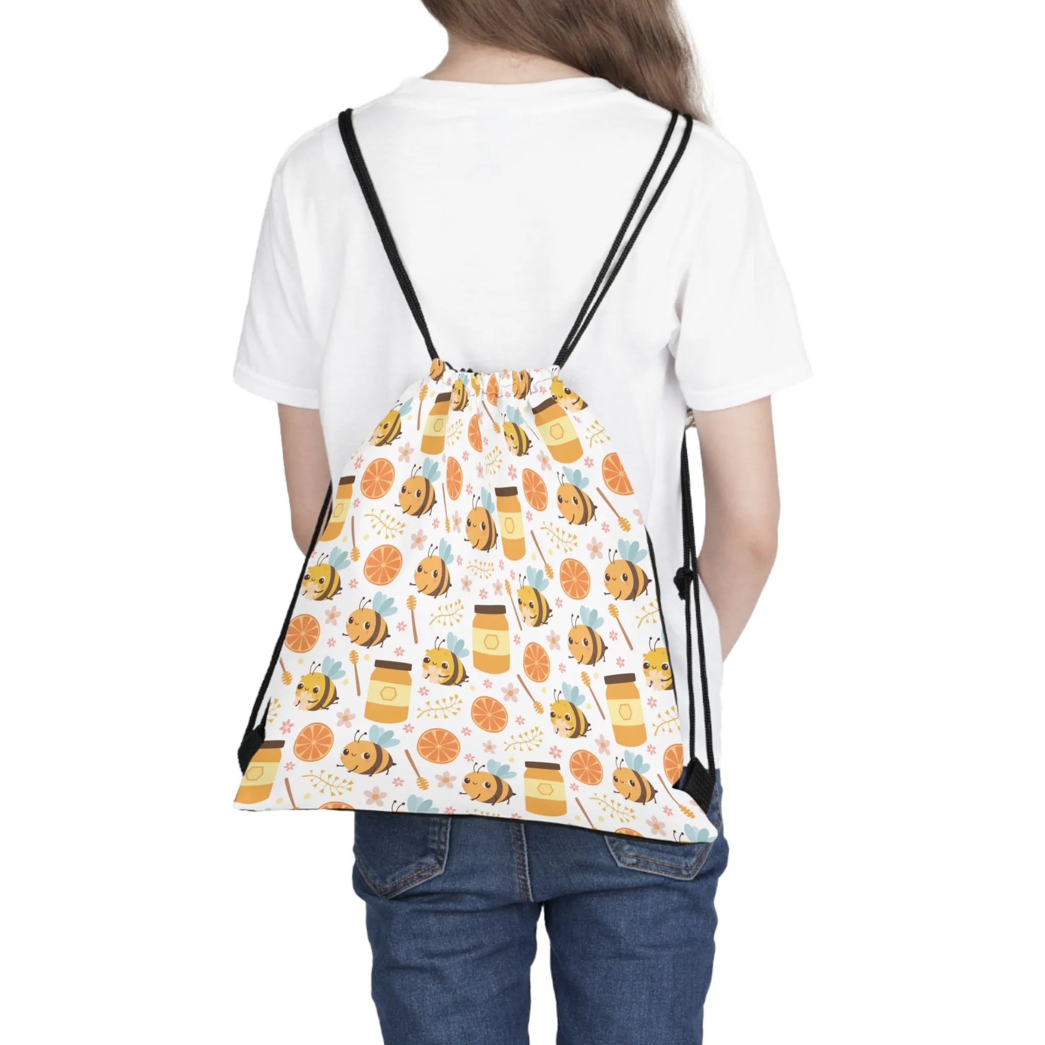 HoneyPlusCo Merch | Honey Bee Drawstring Backpack Style 6
