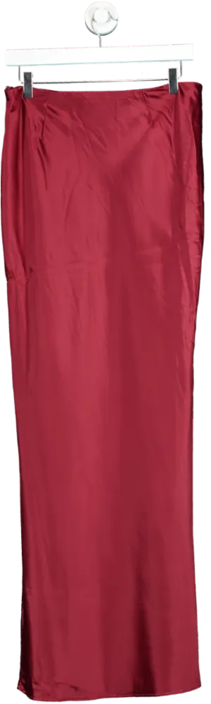 House of CB Red Satin Maxi Skirt UK M
