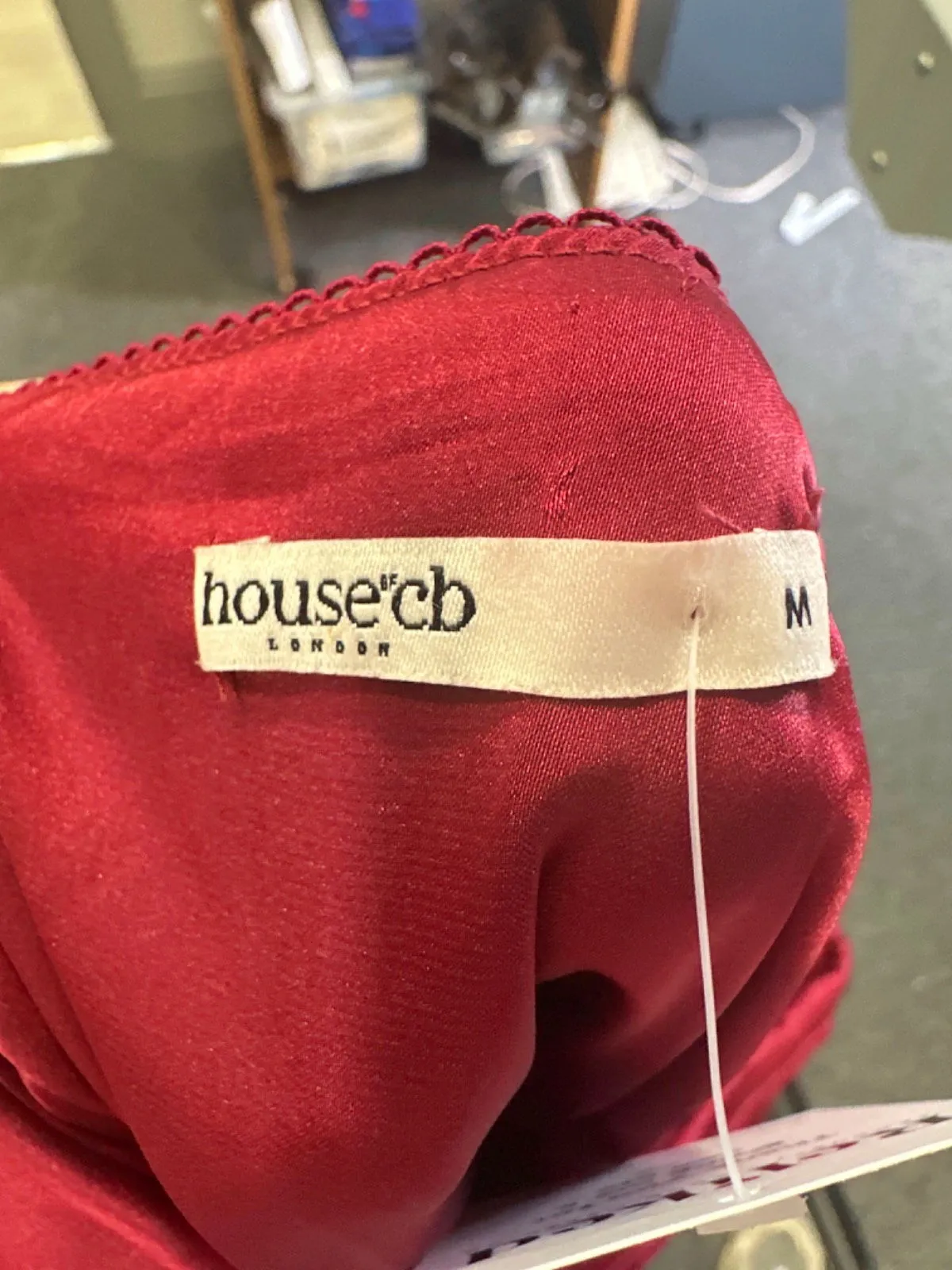 House of CB Red Satin Maxi Skirt UK M