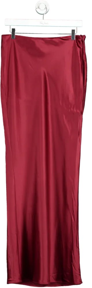 House of CB Red Satin Maxi Skirt UK M