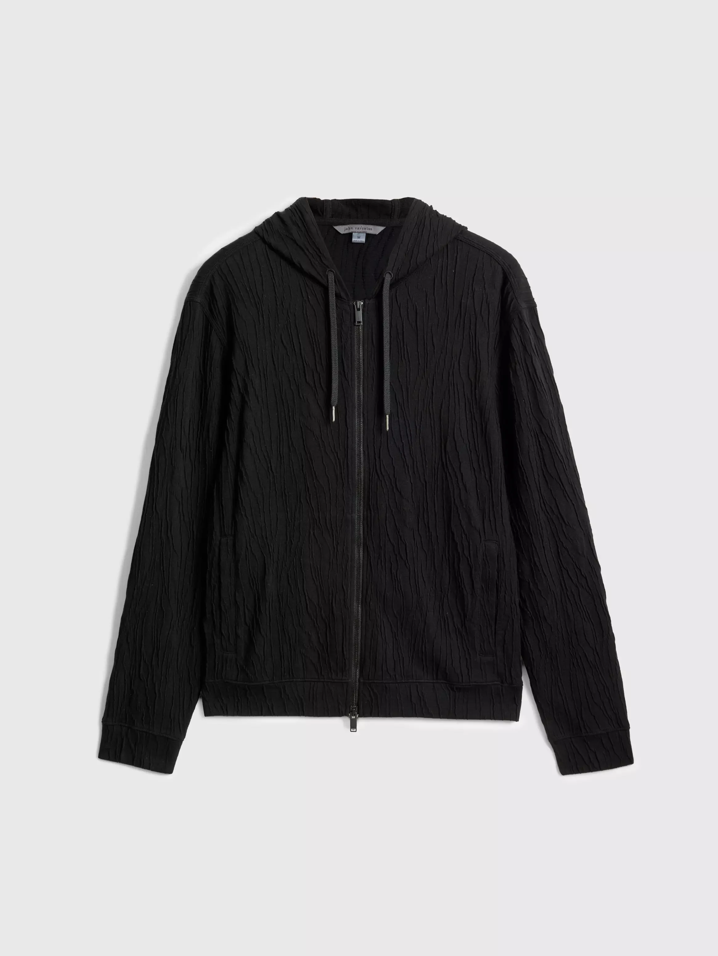 IHSAN TEXTURE FULL ZIP HOODIE (BLACK) - JOHN VARVATOS