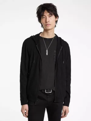 IHSAN TEXTURE FULL ZIP HOODIE (BLACK) - JOHN VARVATOS