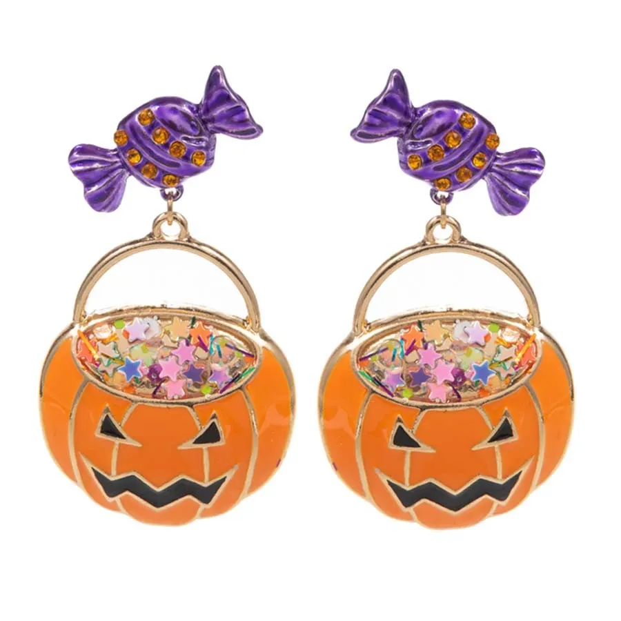 Jack O Lantern Candy Dangle Earrings