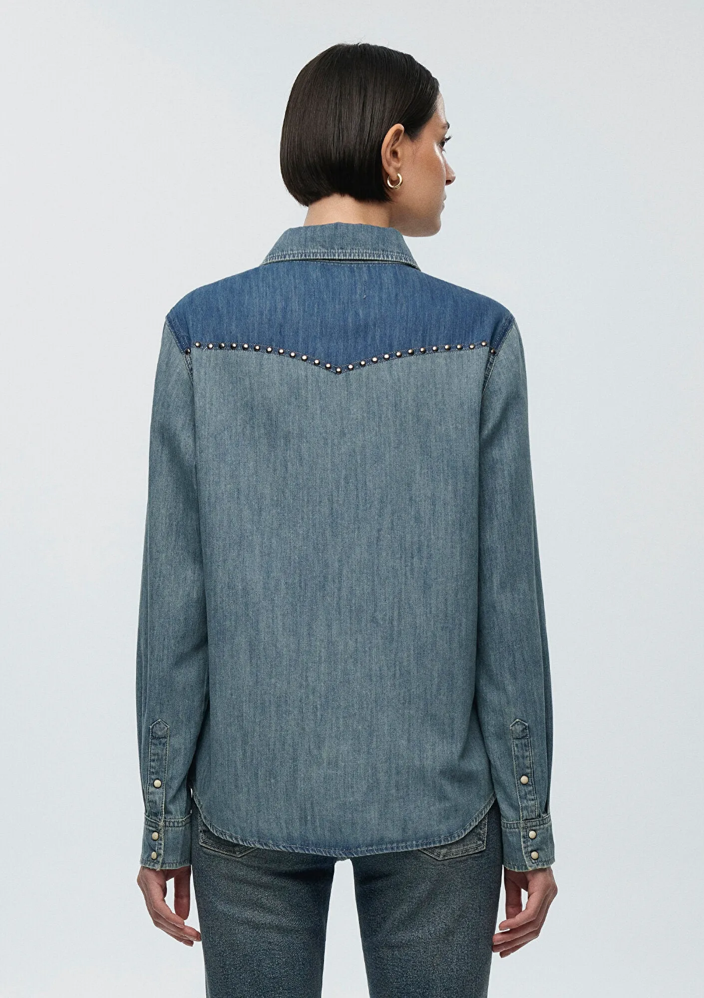 Janet Blocking Indigo Denim Jean Shirt