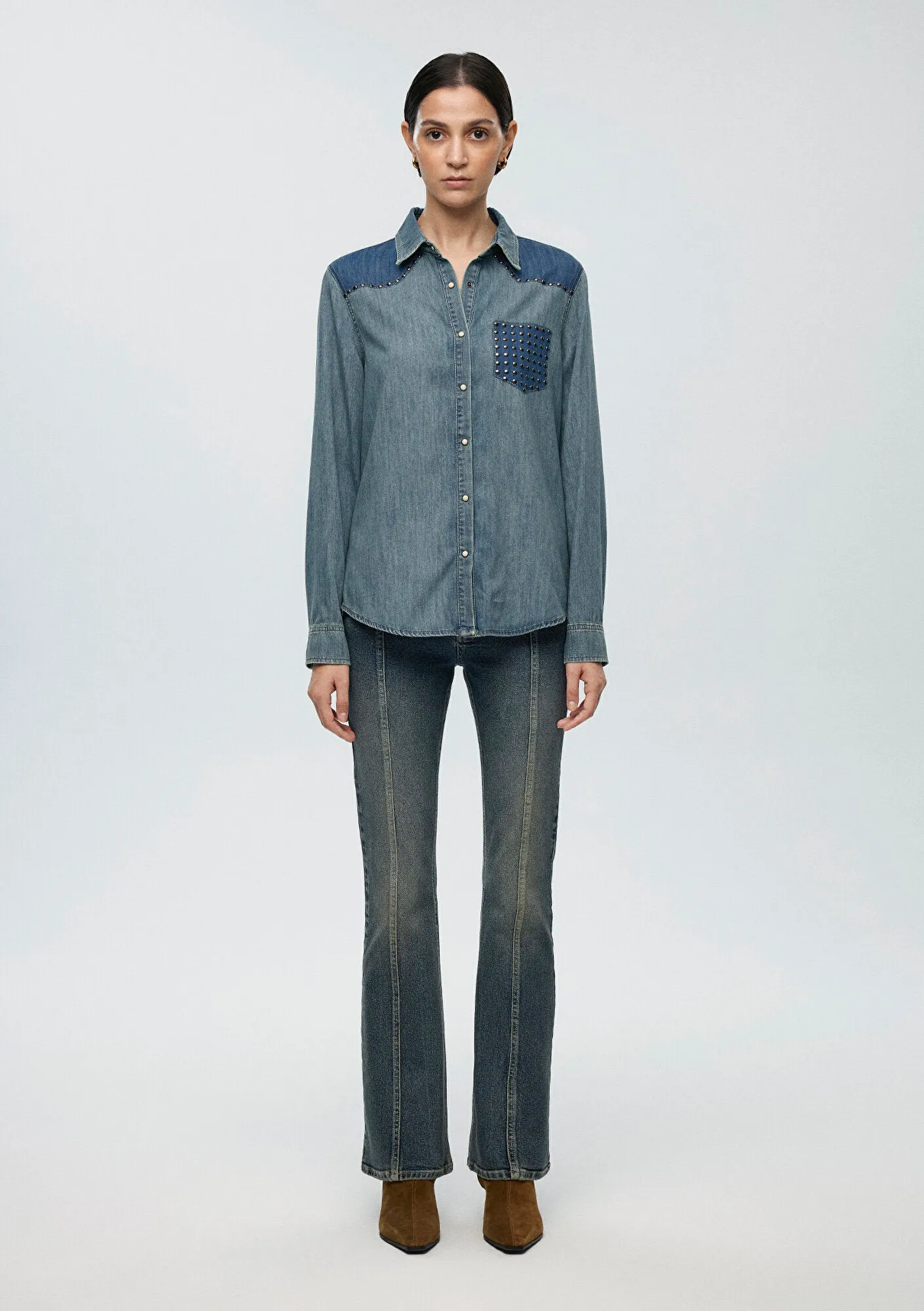 Janet Blocking Indigo Denim Jean Shirt