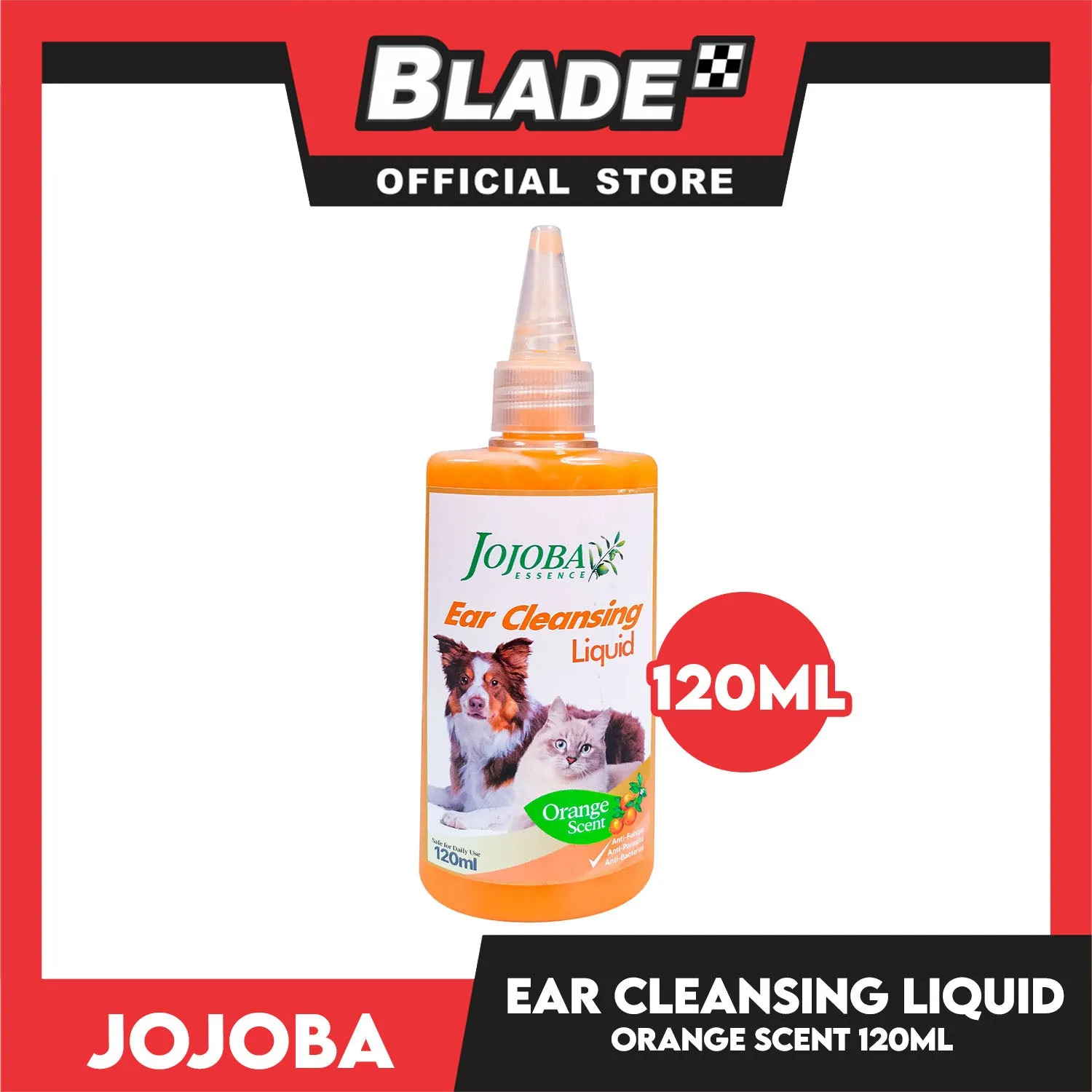 Jojoba Essence Ear Cleansing Liquid 120ml (Orange Scent) Anti-Fungal, Anti-Parasite, Anti-Bacterial For Dogs And Cats