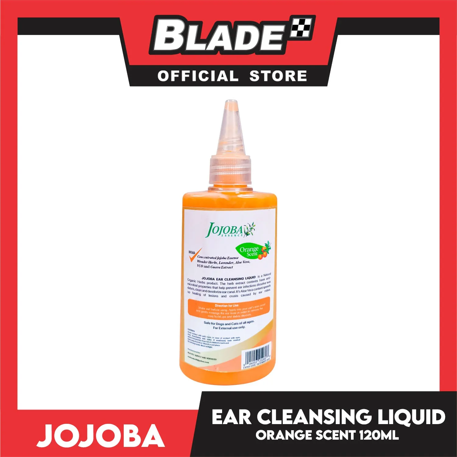 Jojoba Essence Ear Cleansing Liquid 120ml (Orange Scent) Anti-Fungal, Anti-Parasite, Anti-Bacterial For Dogs And Cats