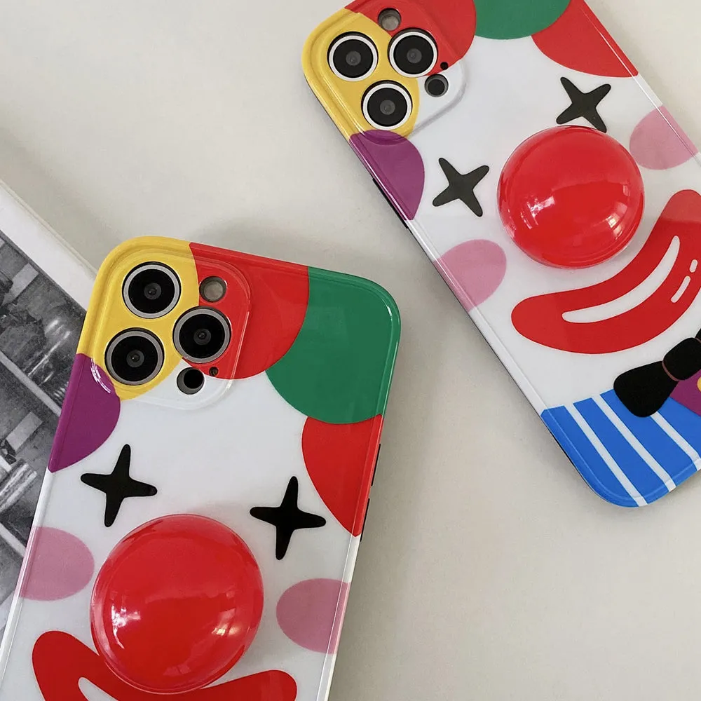 Joker Adjustable Funny Clown Red Semicircle Griptok For iPhone13 Pro-8 Case with Adhesive Retractable Air CushionHolder
