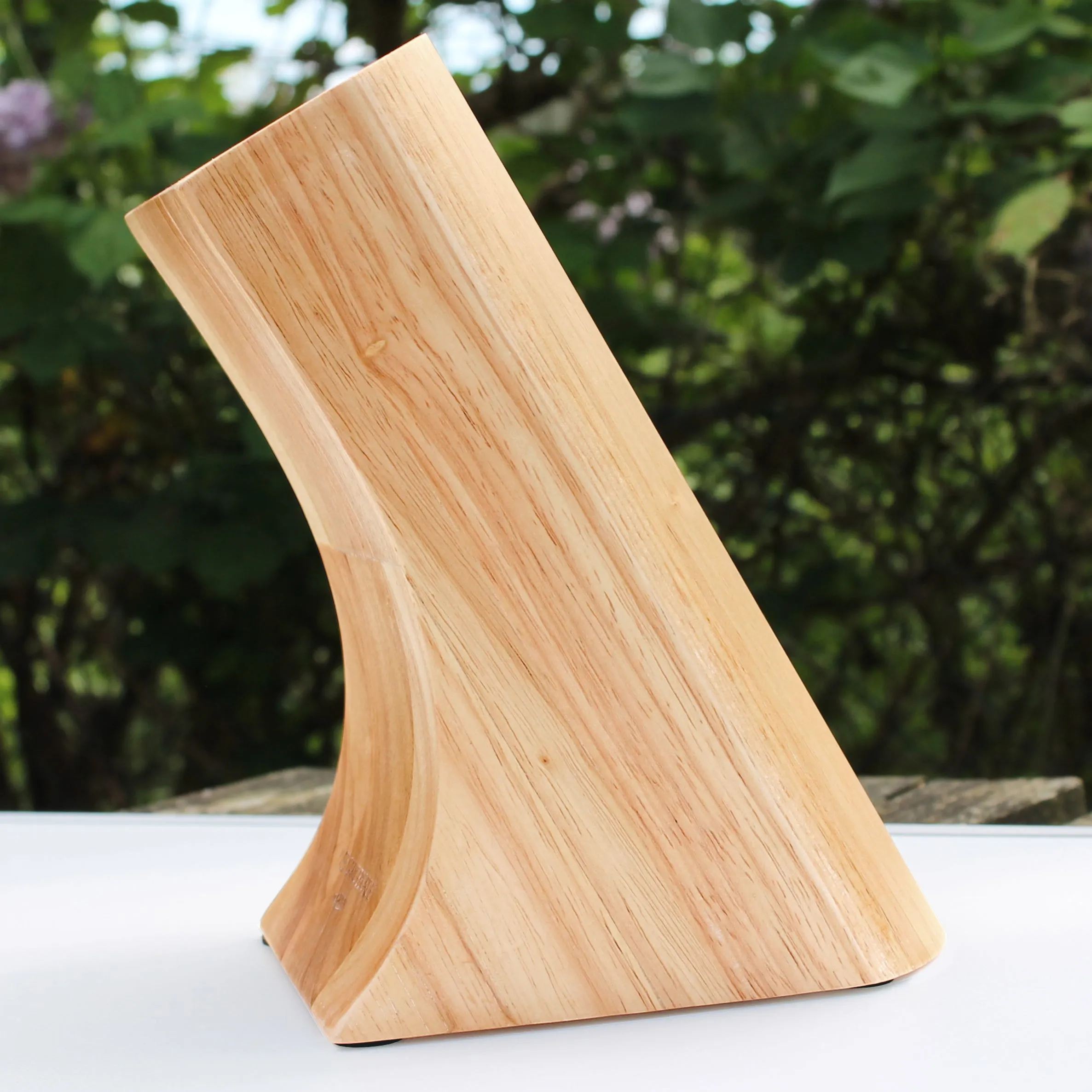 Knife Block in Rubberwood with 5 Compartments (Block only - No Knives)