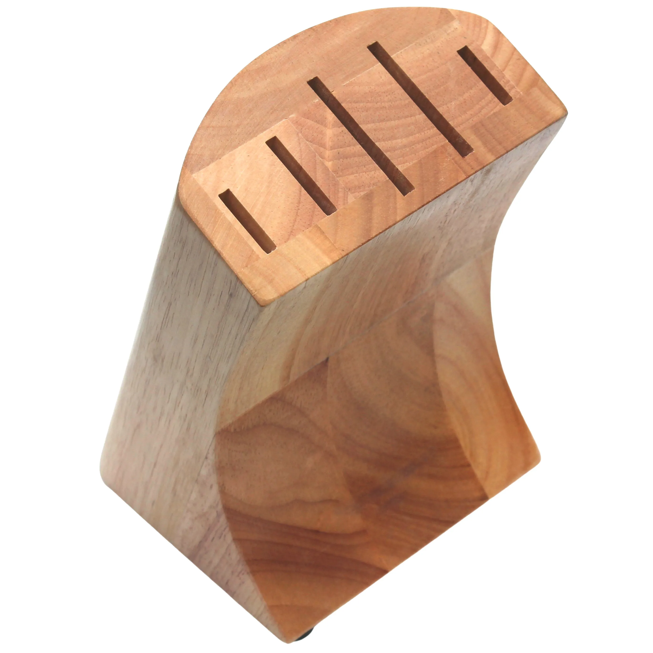 Knife Block in Rubberwood with 5 Compartments (Block only - No Knives)