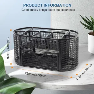 Lenfuos Mesh Desk Organiser Desk Tidy Metal Pen Holder with 8 Compartments and 1 Drawer- new but scruffy box