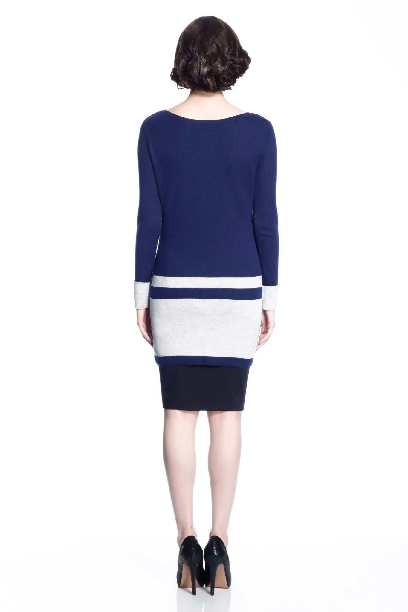 Loretta Reversible Dress/Pullover - Navy/Grey
