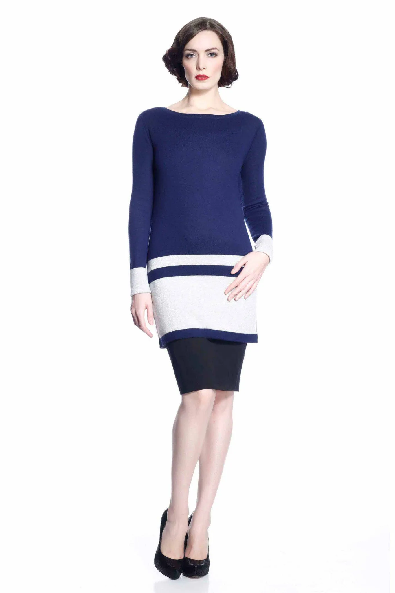 Loretta Reversible Dress/Pullover - Navy/Grey