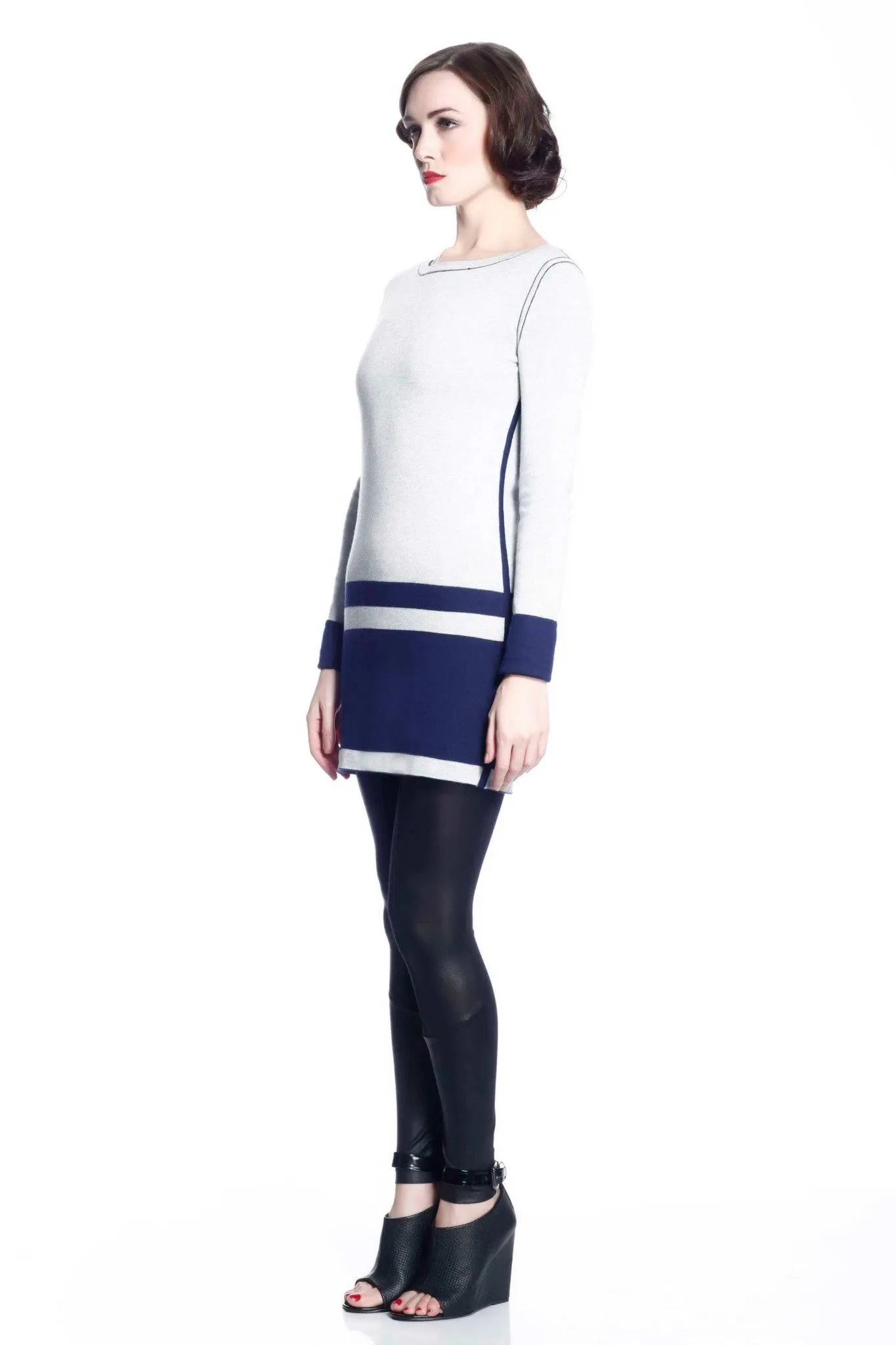 Loretta Reversible Dress/Pullover - Navy/Grey