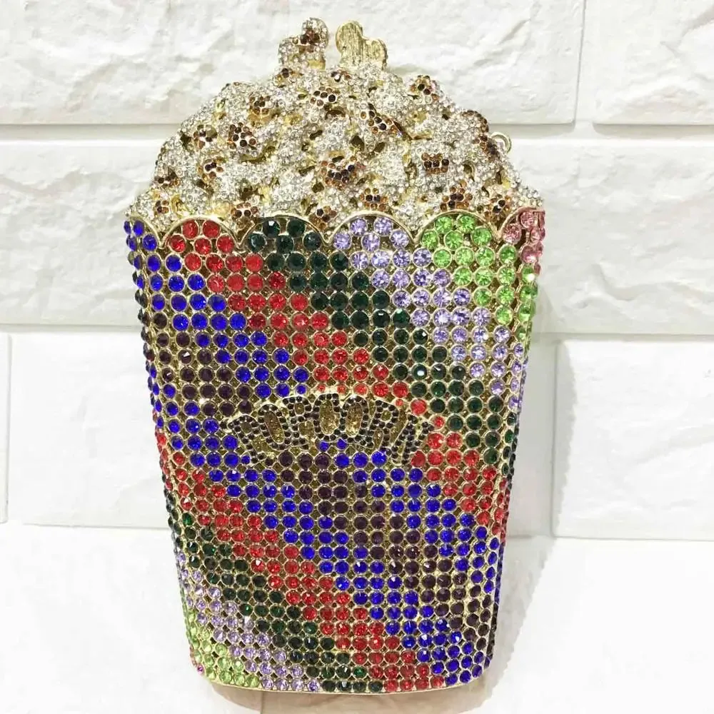 Luxury Designer popcorn Evening Bags Luxury Crystal Party Purse Wedding Bags Colorful Clutch Bags SC997