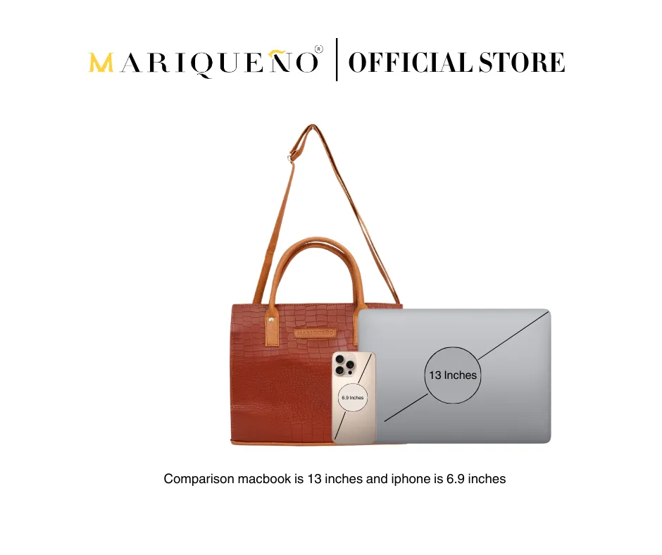 MADELINE Croc Embossed Satchel Bag in Choco Brown