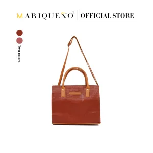 MADELINE Croc Embossed Satchel Bag in Choco Brown
