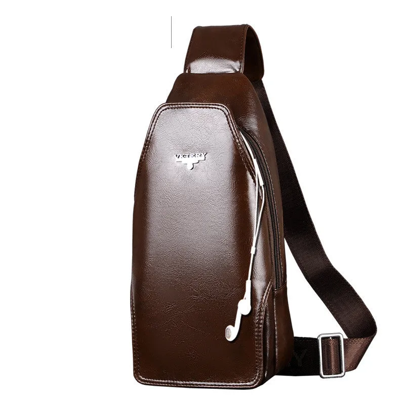 Men's Faux Leather Anti-theft Water-resistant Shoulder Sling Bag