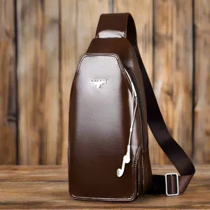 Men's Faux Leather Anti-theft Water-resistant Shoulder Sling Bag