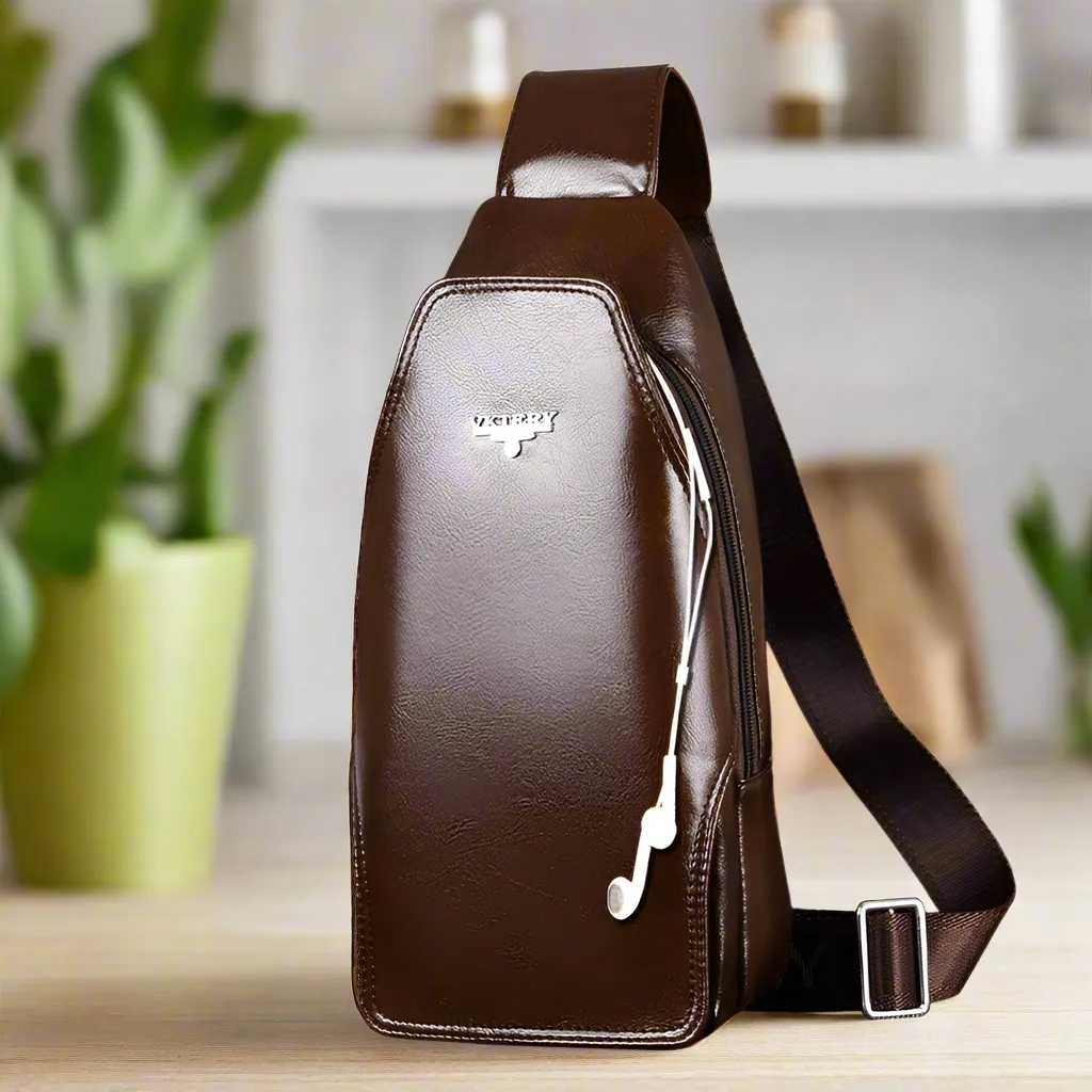 Men's Faux Leather Anti-theft Water-resistant Shoulder Sling Bag