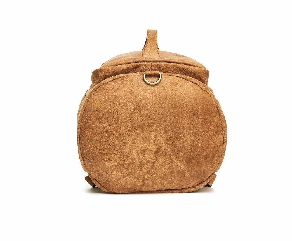 Mens Leather Cylindrical Backpack Large