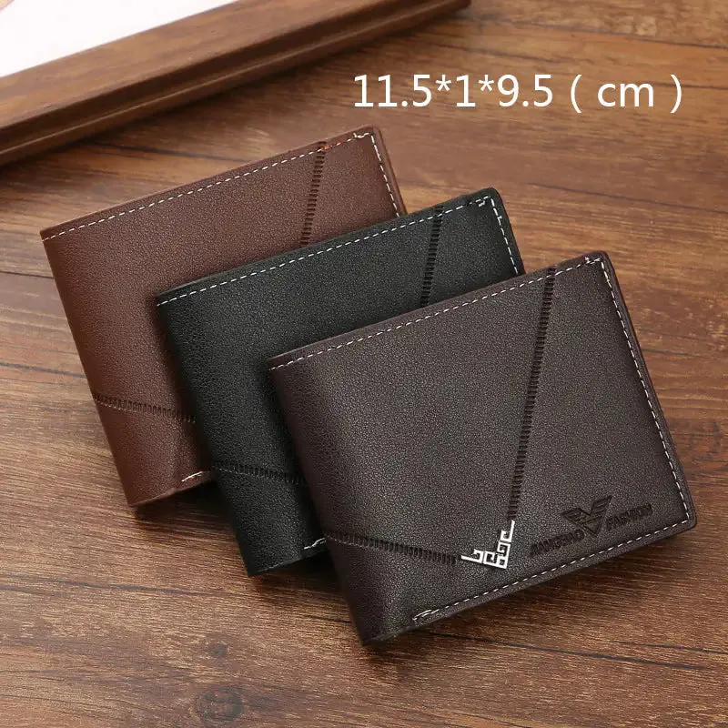 Men's Simple Elegance Lychee Pattern Bi-fold Wallet