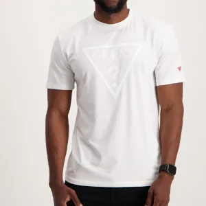 Men's White Embossed Logo Active T-Shirt - White