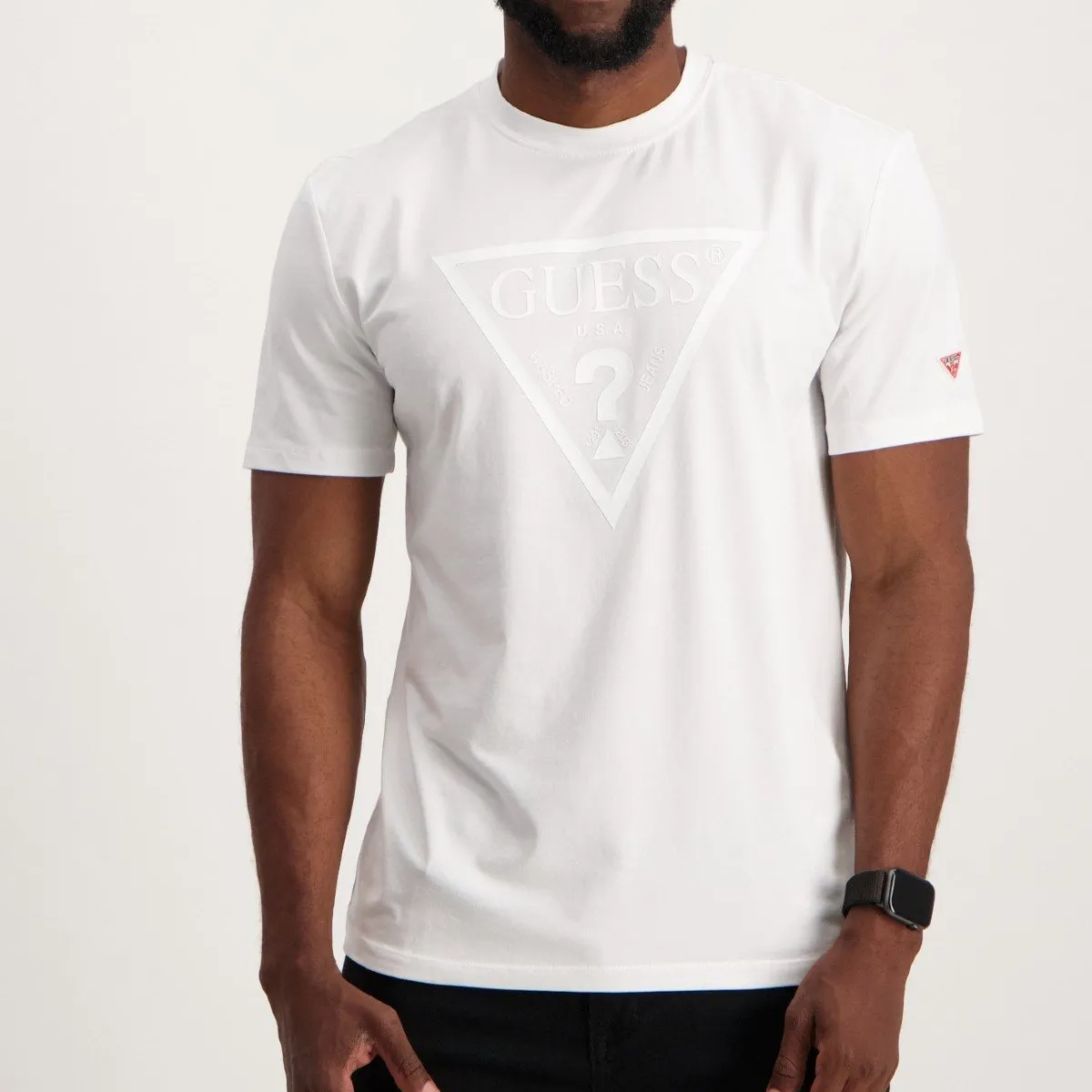 Men's White Embossed Logo Active T-Shirt - White
