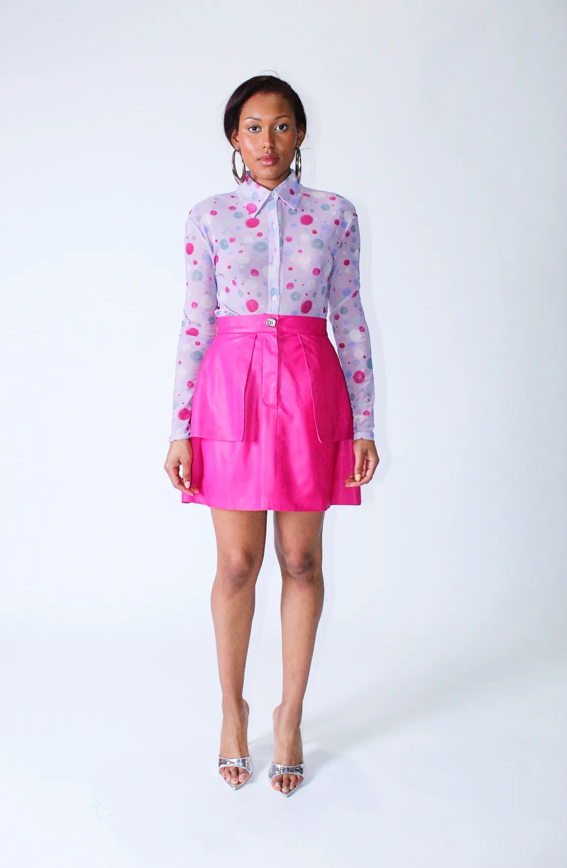 Mesh Button Dress Shirt - Confetti