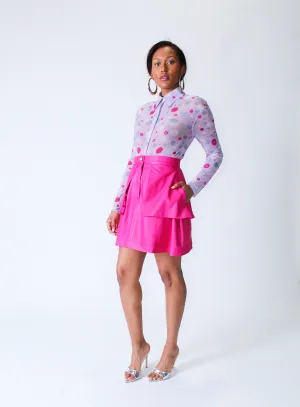 Mesh Button Dress Shirt - Confetti