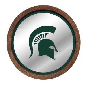 Michigan State Spartans: Helmet - "Faux" Barrel Top Mirrored Wall Sign