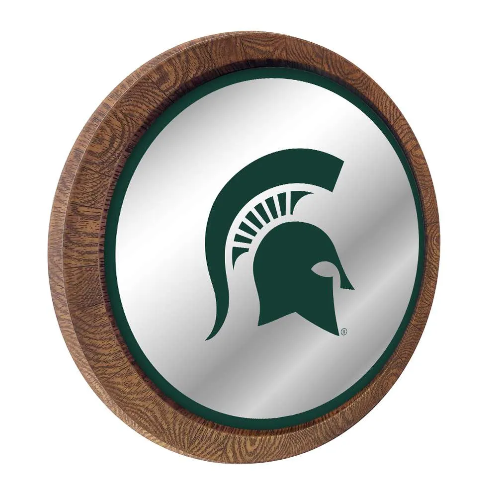 Michigan State Spartans: Helmet - "Faux" Barrel Top Mirrored Wall Sign