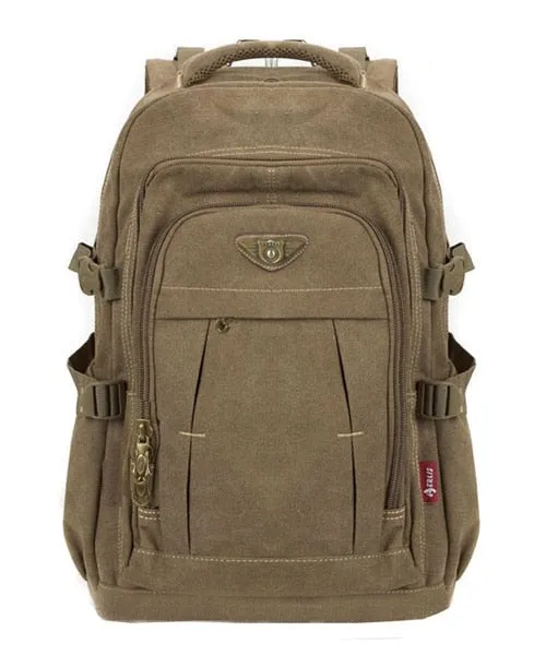 Military Command Backpack, Canvas, Army Green/Black/Khaki, 17 inches