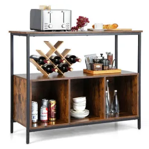 Modern Kitchen Buffet Sideboard with 3 Compartments-Rustic Brown - Color: Rustic