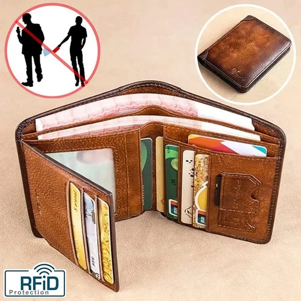 Multi-functional RFID Blocking Waterproof Durable Genuine Leather Wallet - Last Day 49% OFF