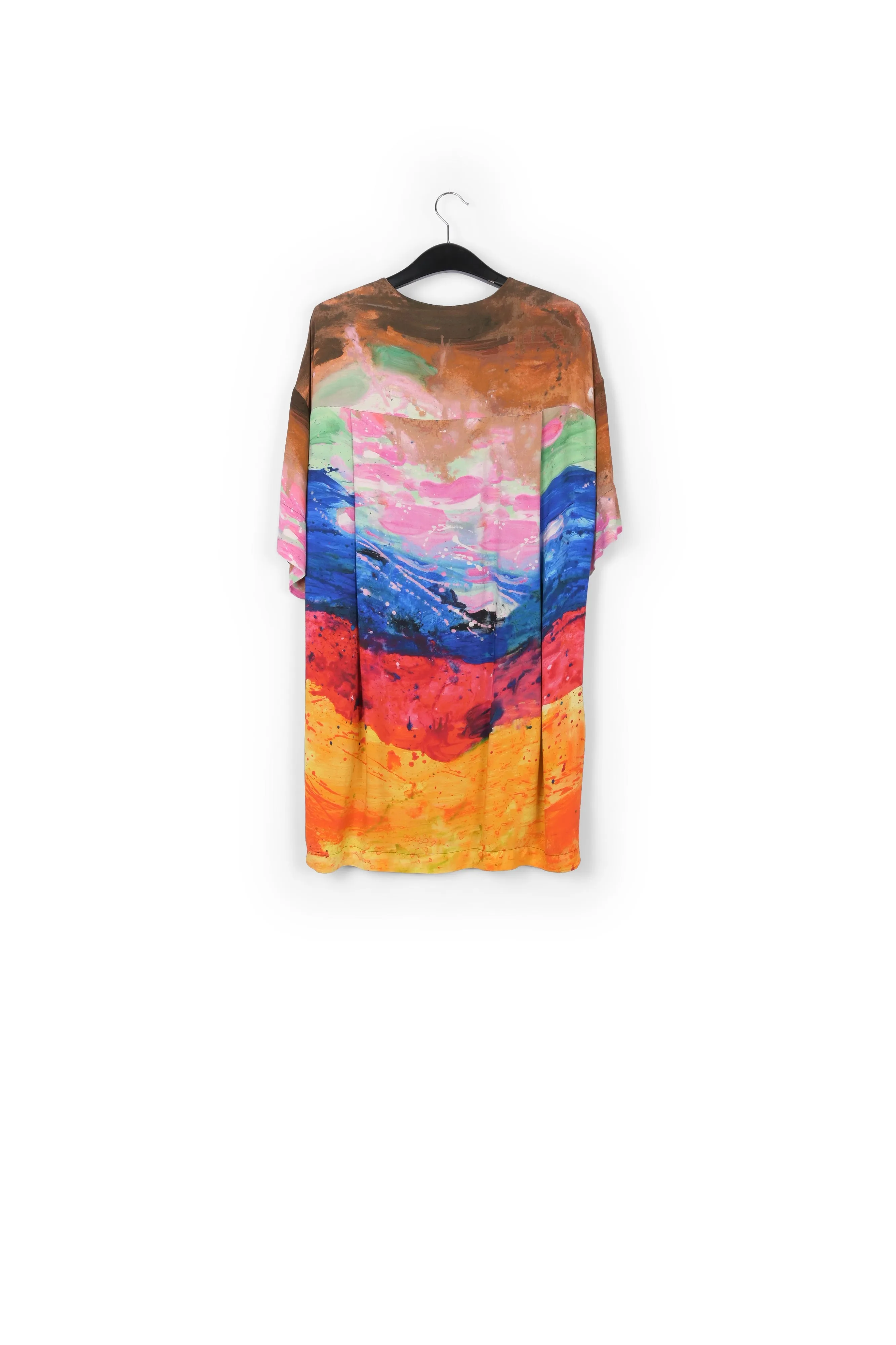 Multicolor paint brush print mini dress