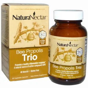 NaturaNectar NaturaNectar Natural Bee Proplis Trio , Red & Green Brazilian Propolis , Hepatic / Liver & Prostate Health, Gluten Free Vegetable Capsules