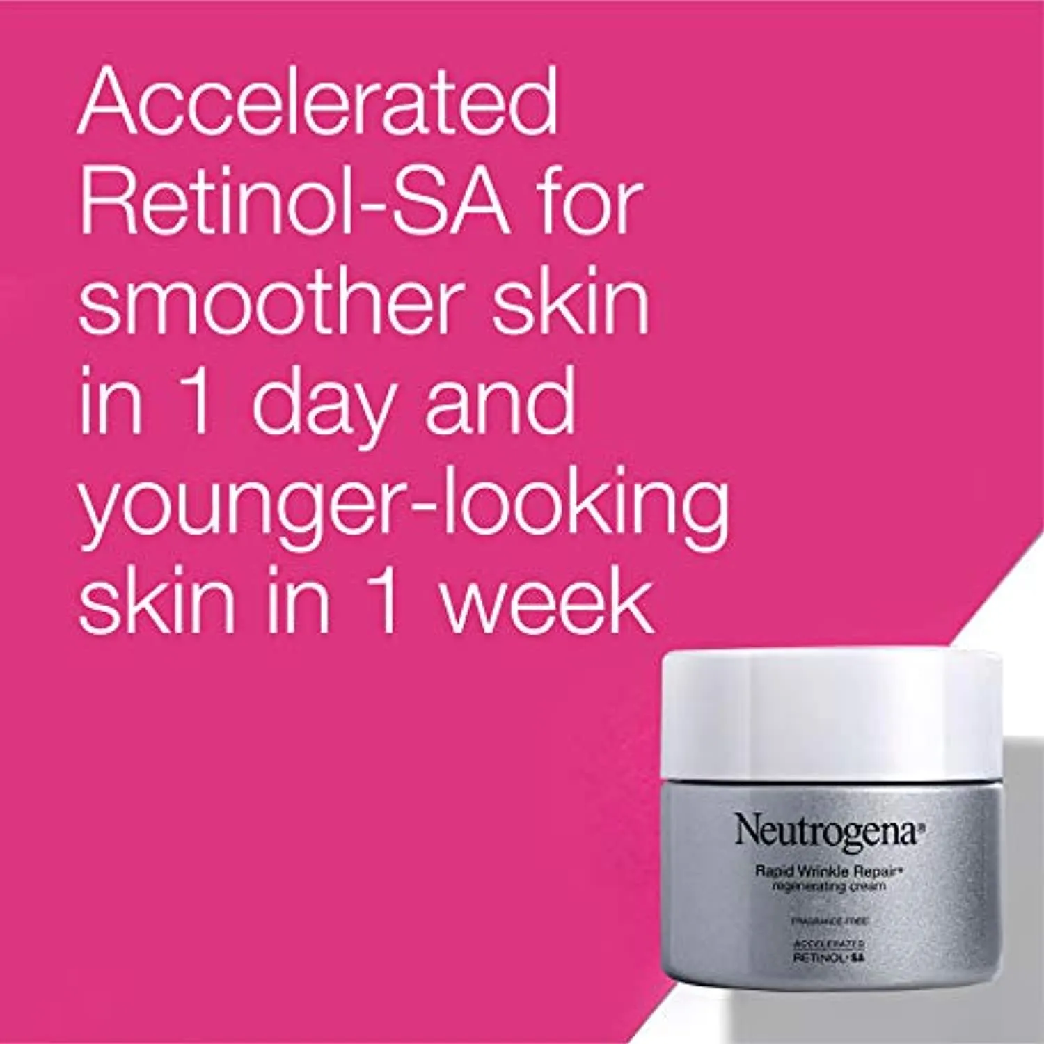 Neutrogena Rapid Wrinkle Repair Hyaluronic Acid Retinol Cream, Anti Wrinkle Cream, Face Moisturizer, Neck Cream & Dark Spot Remover for Face - Day & Night Cream with Hyaluronic Acid & Retinol, 1.7 oz