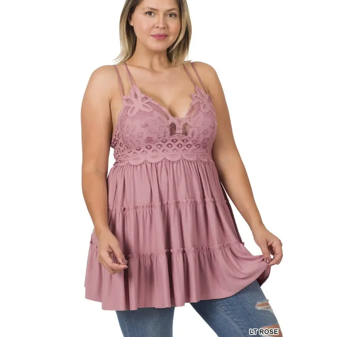 NEW Zenana Strappy Lace Ruffled Super Short Mini Dress LT6348