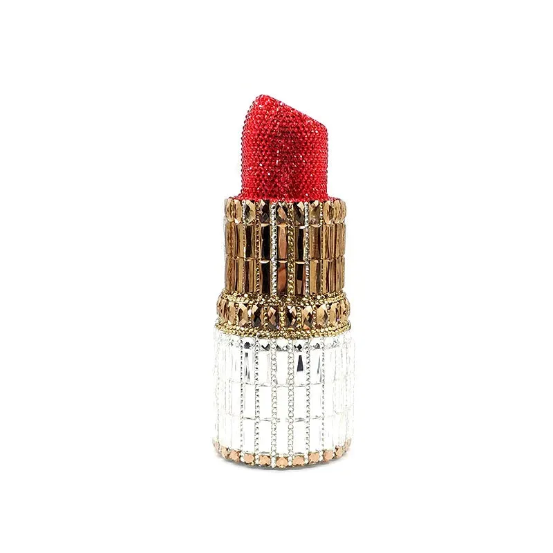 NEWEST fashion Luxury women evening party designer funny hot lipstick seductresses full crystal clutches sexy pinkie purses
