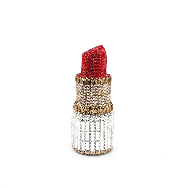NEWEST fashion Luxury women evening party designer funny hot lipstick seductresses full crystal clutches sexy pinkie purses
