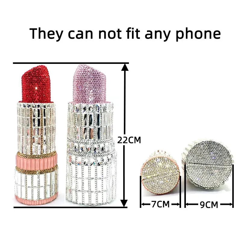 NEWEST fashion Luxury women evening party designer funny hot lipstick seductresses full crystal clutches sexy pinkie purses