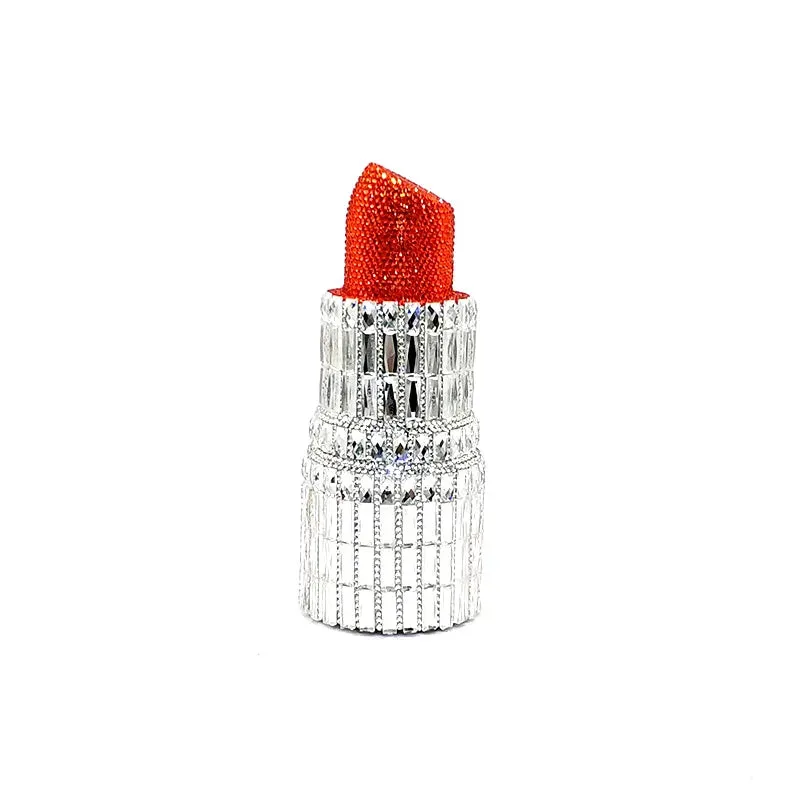 NEWEST fashion Luxury women evening party designer funny hot lipstick seductresses full crystal clutches sexy pinkie purses